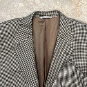Canali Proposta Blazer Men's 52R Beige 2 Button Houndstooth Wool Silk Coat Italy